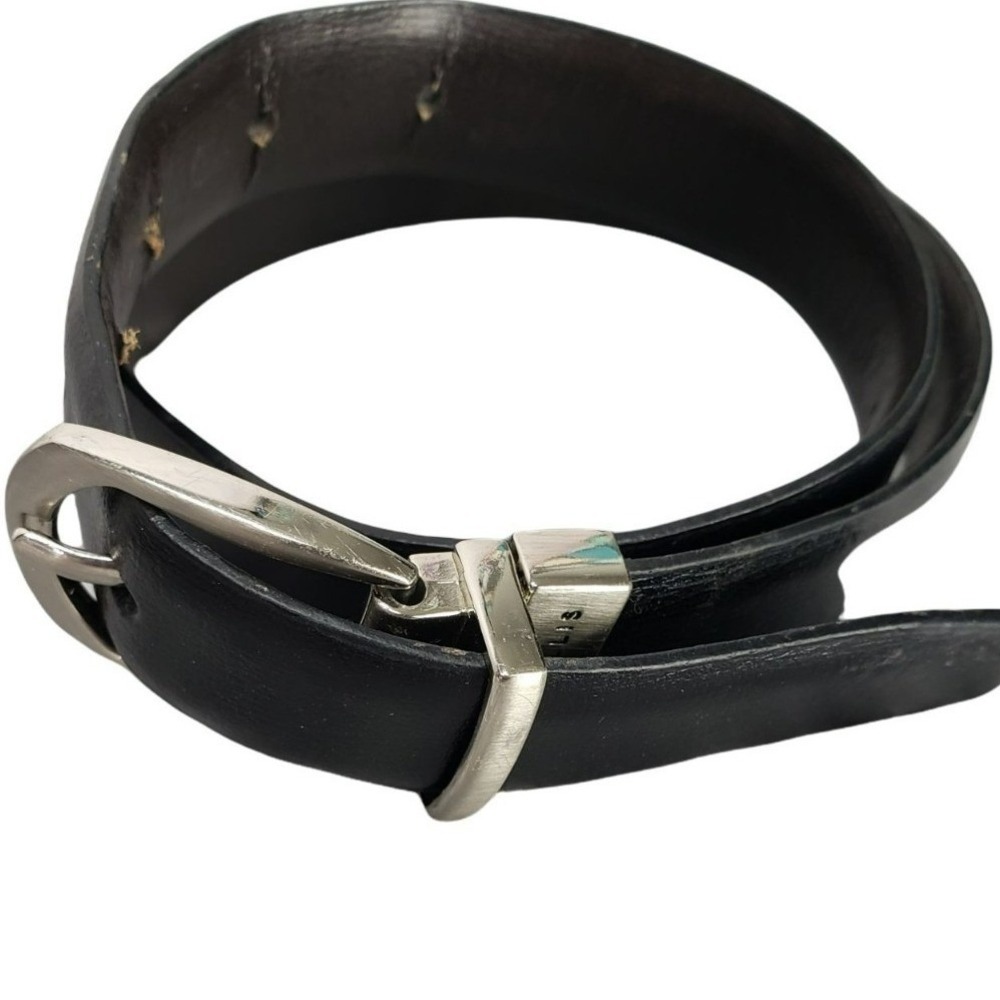 Perry Ellis Reversible Leather Belt Black‎ Brown Silver Swivel Buckle 22/55
